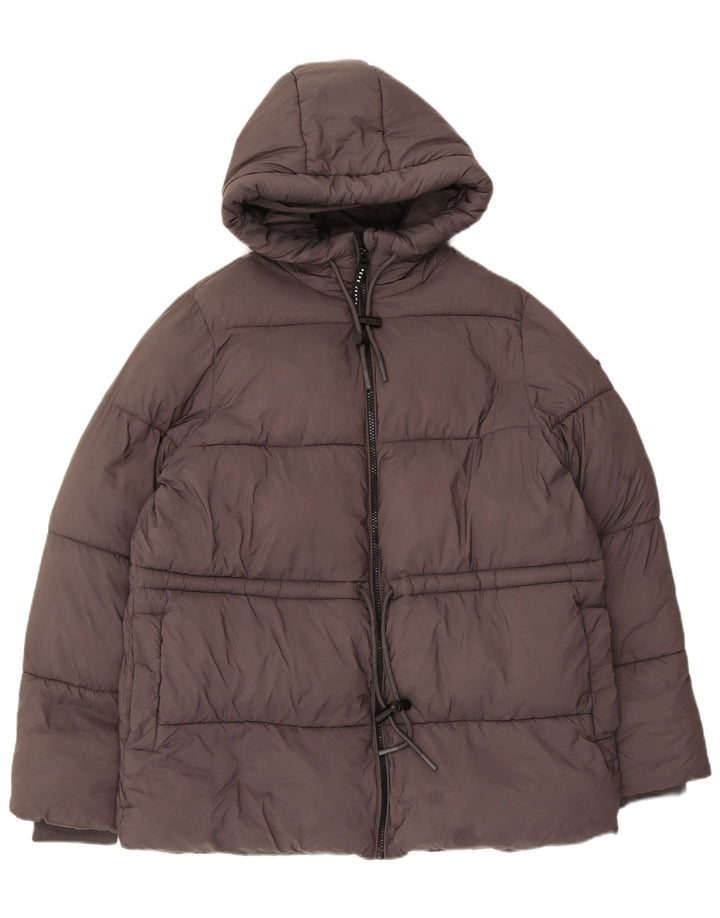 Jaqueta acolchoada com capuz grande e capuz feminina PEPE Jeans UK 10 poliéster cinza pequeno