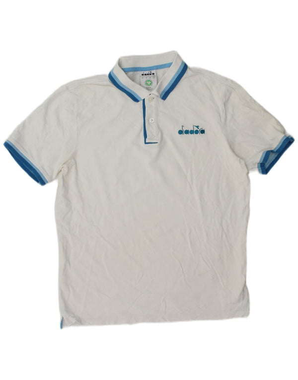 Camisa polo masculina Diadora médio algodão listrado branco