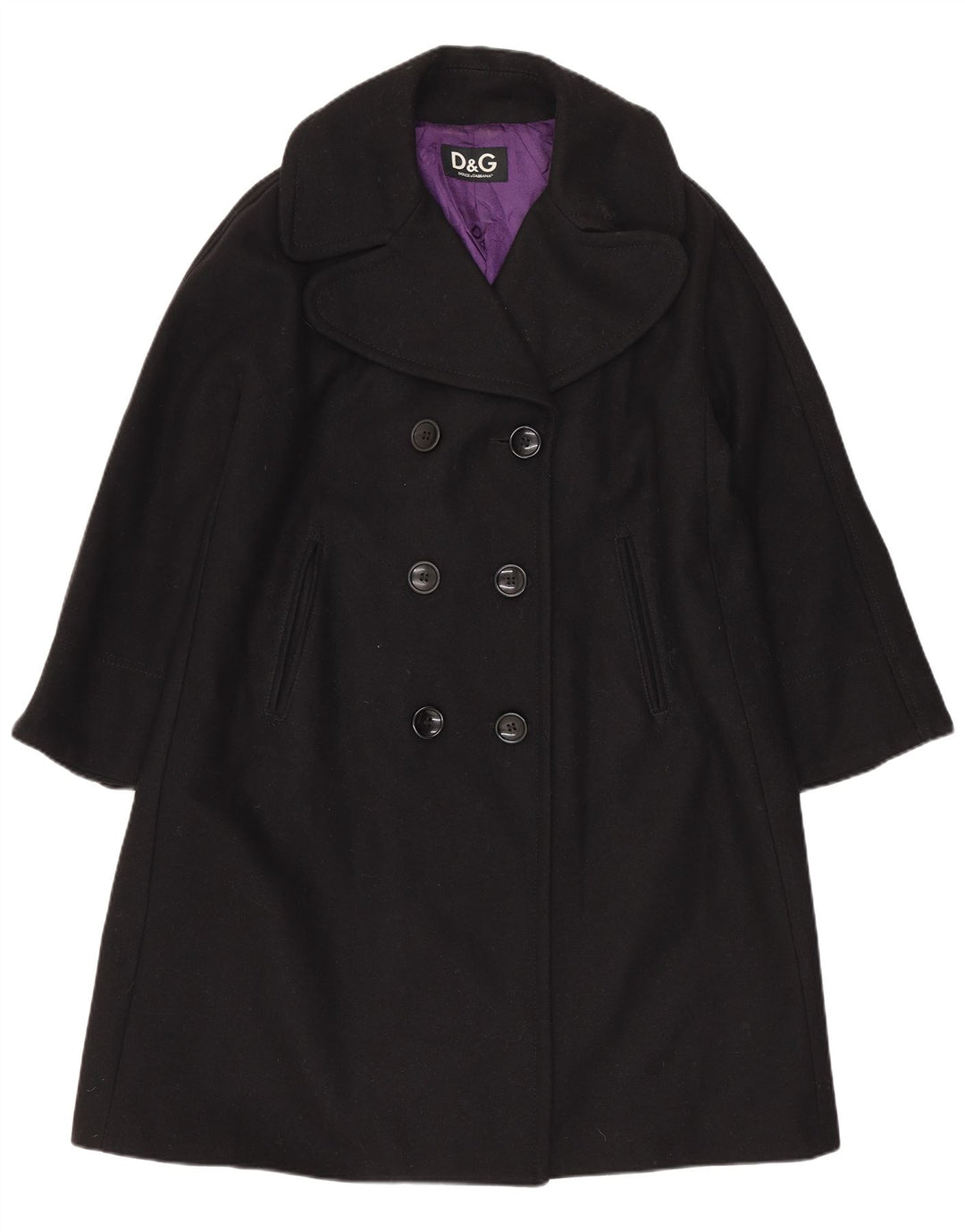 Dolce & Gabbana Casaco feminino oversized com peito duplo IT 38 XS lã preta