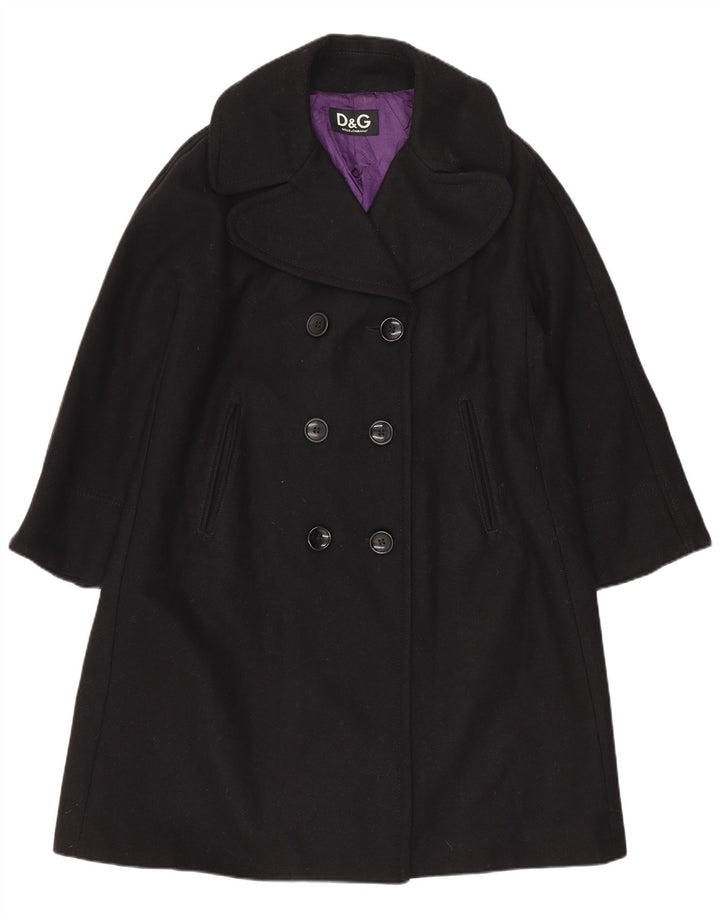 Dolce & Gabbana Casaco feminino oversized com peito duplo IT 38 XS lã preta