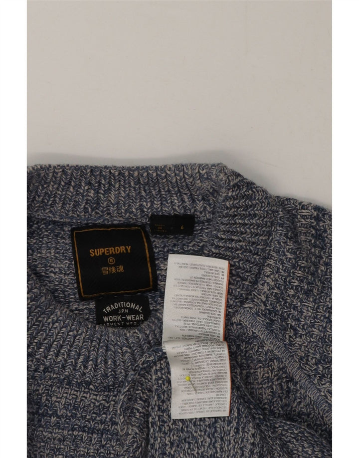 Suéter masculino Superdry com gola redonda e algodão listrado azul grande