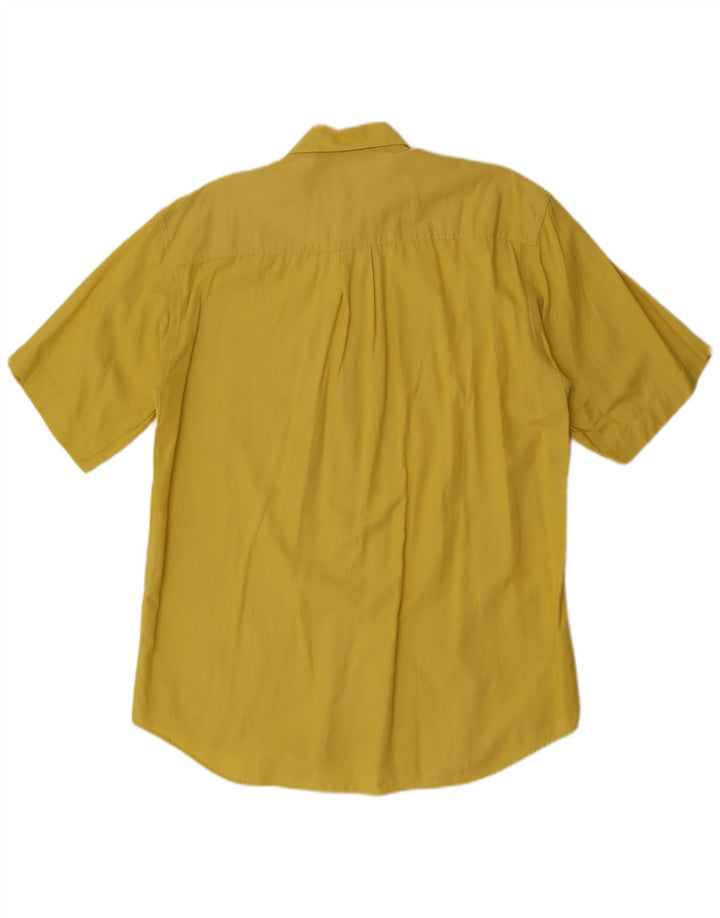 Camisa masculina vintage de manga curta grande amarela