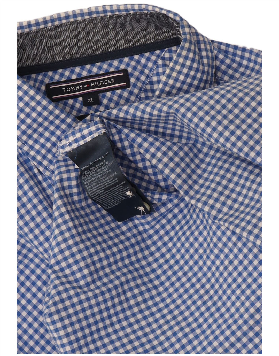 Camisa masculina Tommy Hilfiger XL azul algodão guingão