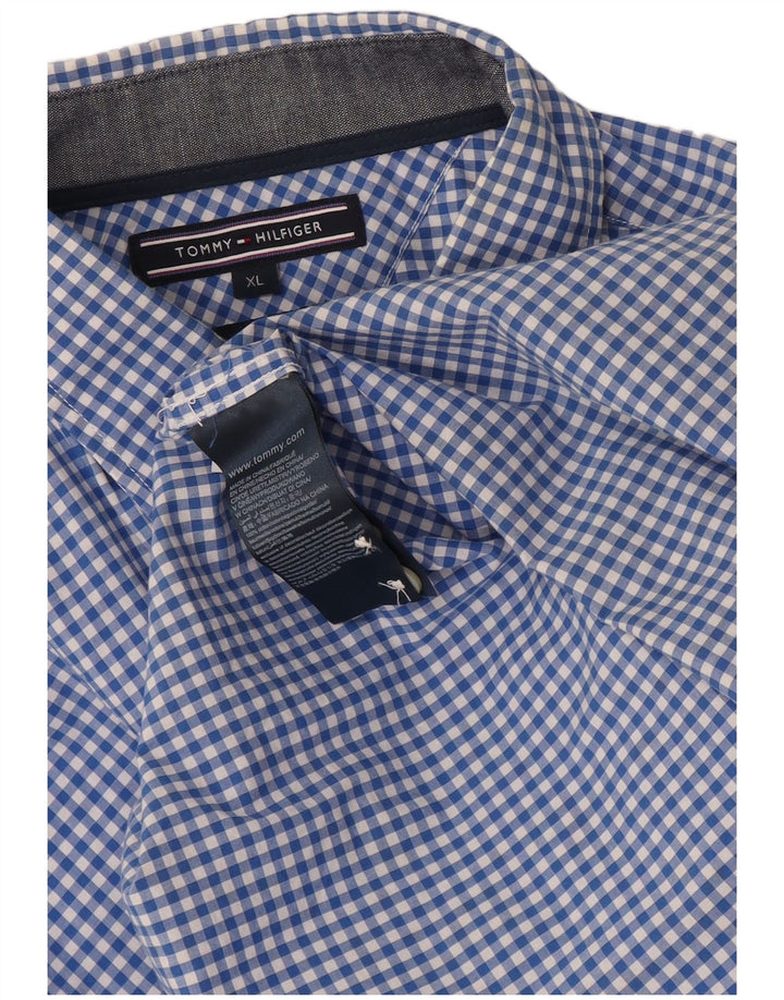Camisa masculina Tommy Hilfiger XL azul algodão guingão