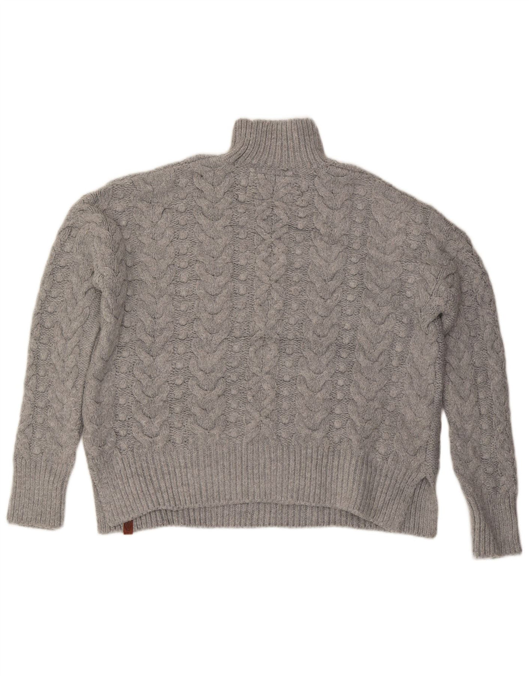 Superdry Suéter feminino superdimensionado com gola de tartaruga Reino Unido 14 cinza médio