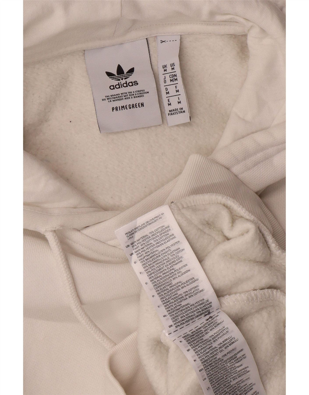 ADIDAS Mens Hoodie Jumper Médio Algodão Branco