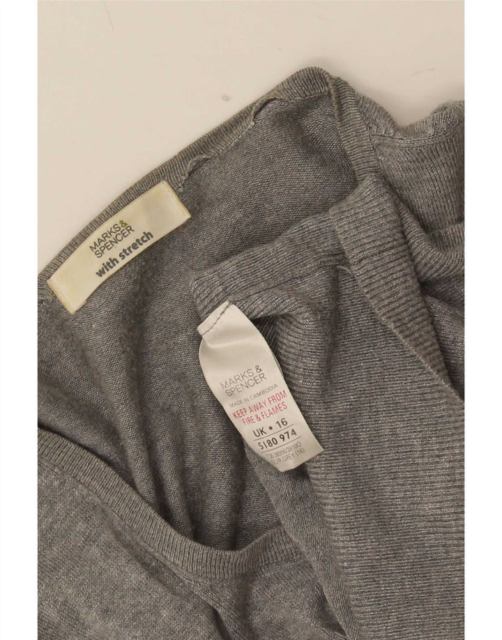 Suéter cardigã feminino Marks & Spencer UK 16 grande cinza poliamida