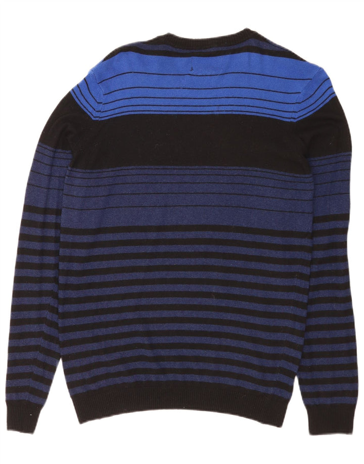 Suéter masculino Energie com gola redonda e viscose listrada azul médio