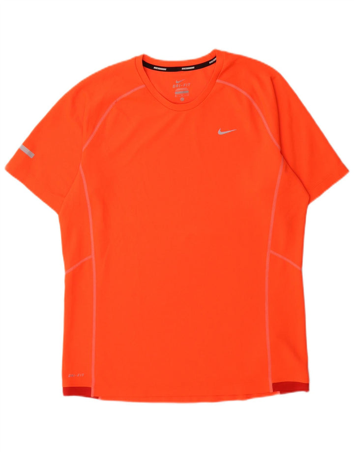 Camiseta masculina Nike Dri Fit Top médio laranja colorblock poliéster