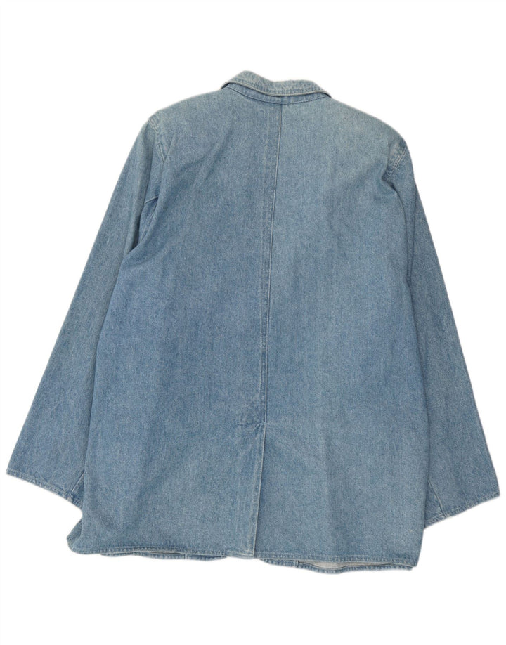 Jaqueta blazer jeans vintage feminina com 2 botões UK 18 XL azul