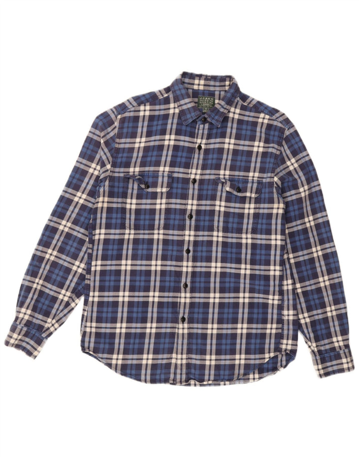 Camisa masculina de flanela J. Crew xadrez azul médio