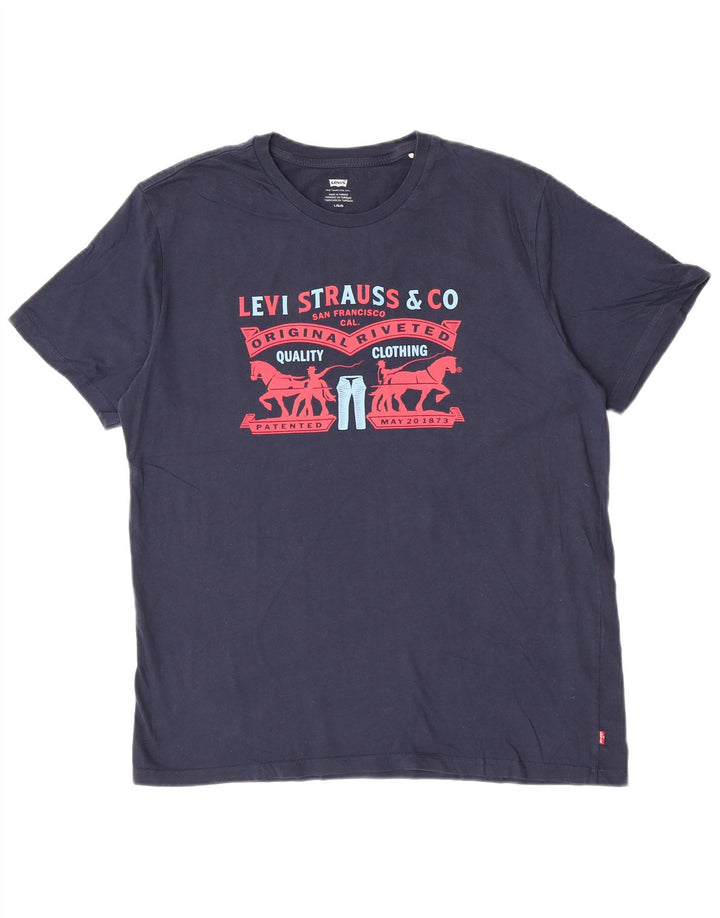 Camiseta gráfica masculina Levi's Top grande algodão azul marinho