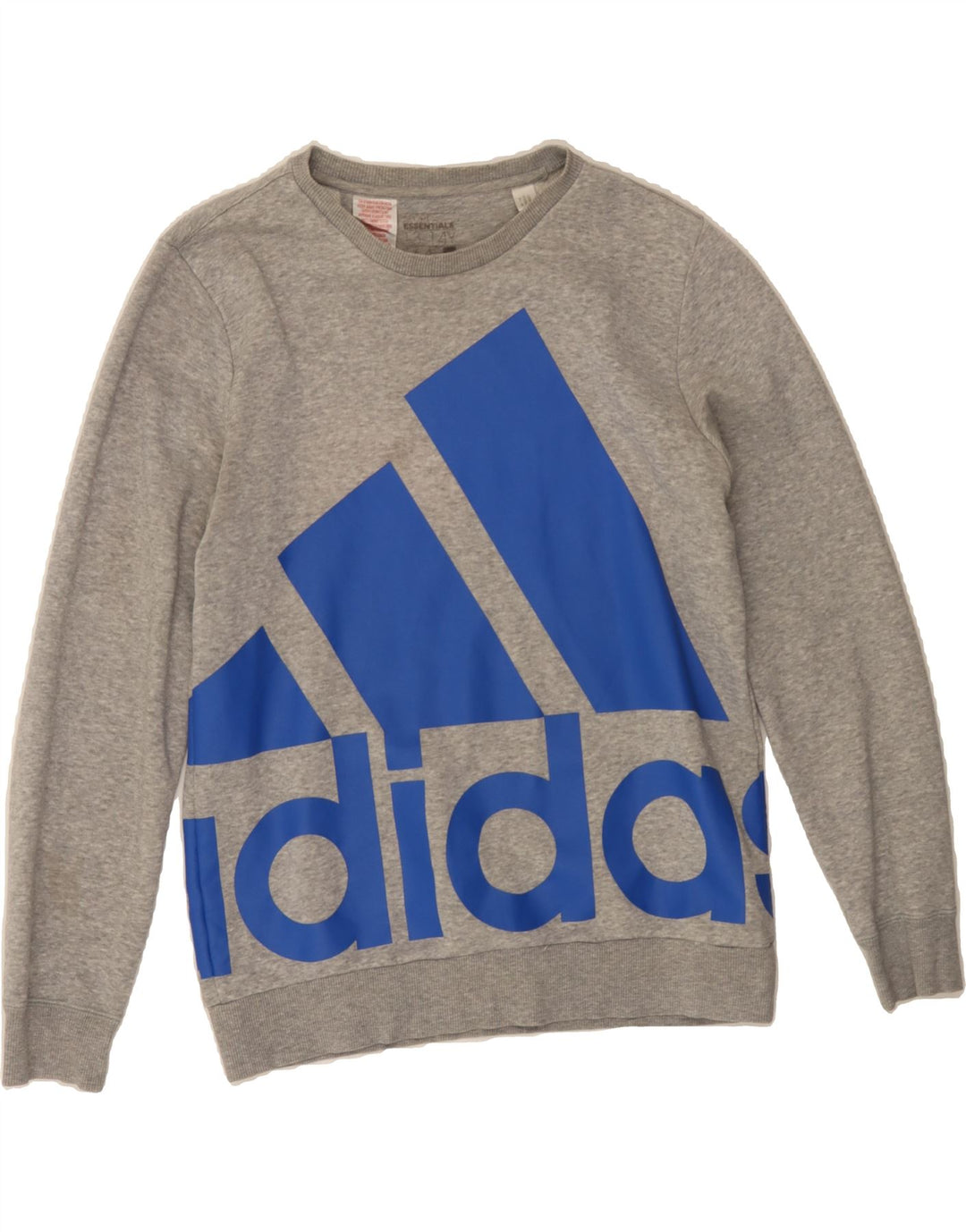 ADIDAS Boys Graphic Sweatshirt Jumper 13-14 Years Grey Cotton Vintage Adidas and Second-Hand Adidas from Messina Hembry 