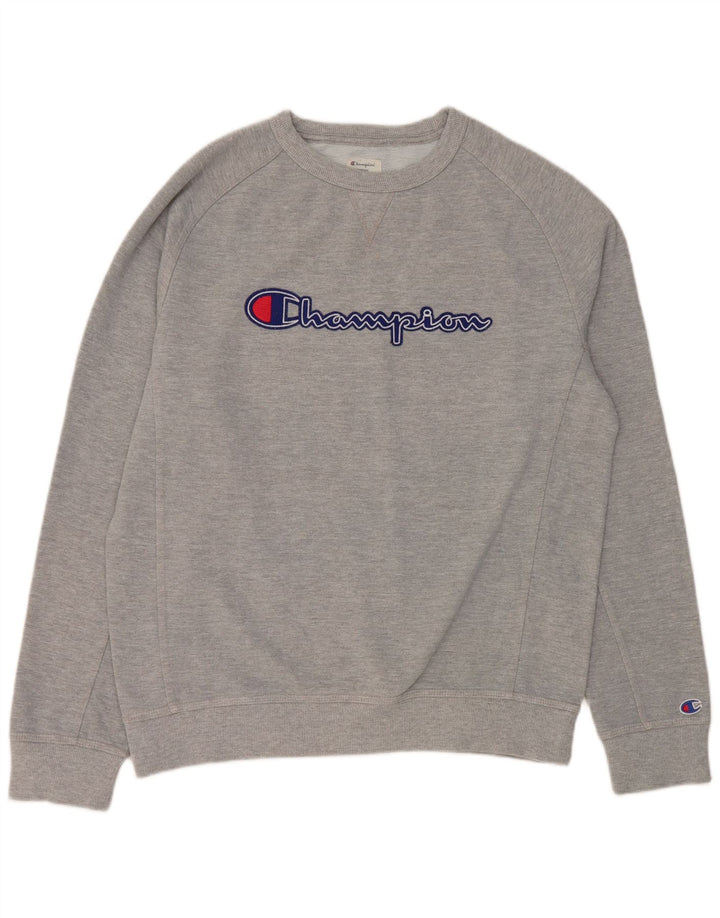 Champion moletom gráfico masculino jumper grande algodão cinza