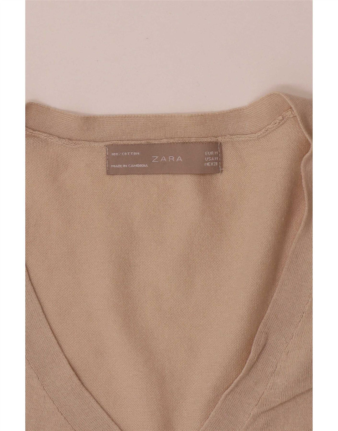 Suéter cardigã feminino Zara Reino Unido 12 algodão bege médio
