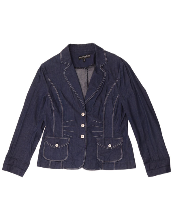 Jaqueta blazer feminina Conrad com 3 botões jeans EUA 8 azul marinho médio
