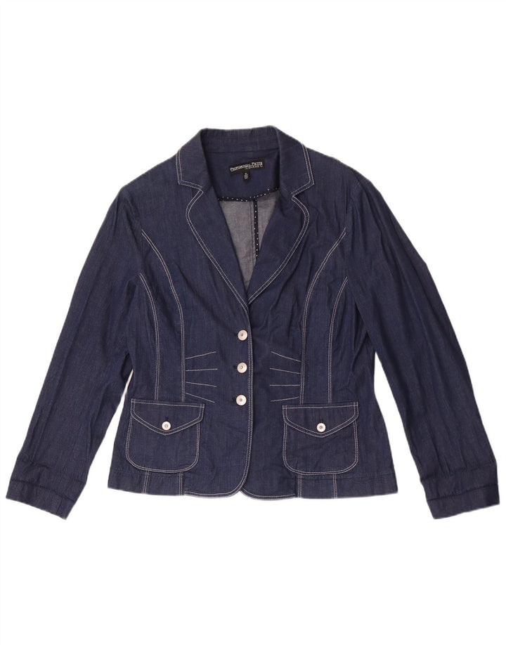 Jaqueta blazer feminina Conrad com 3 botões jeans EUA 8 azul marinho médio