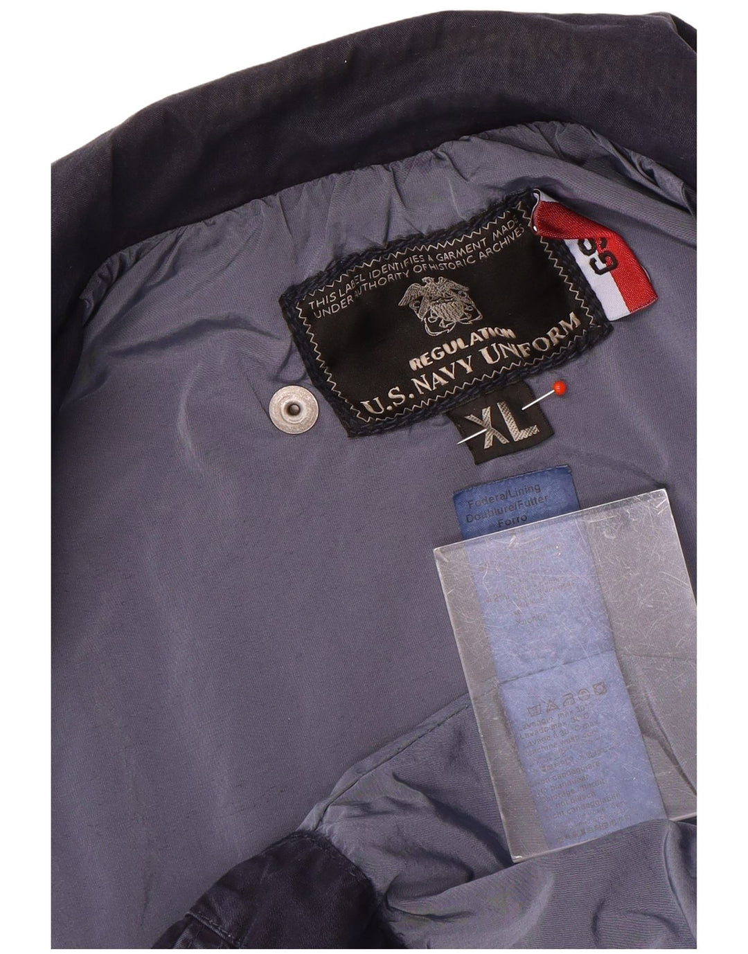 Jaqueta utilitária masculina vintage UK 42 XL azul marinho nylon