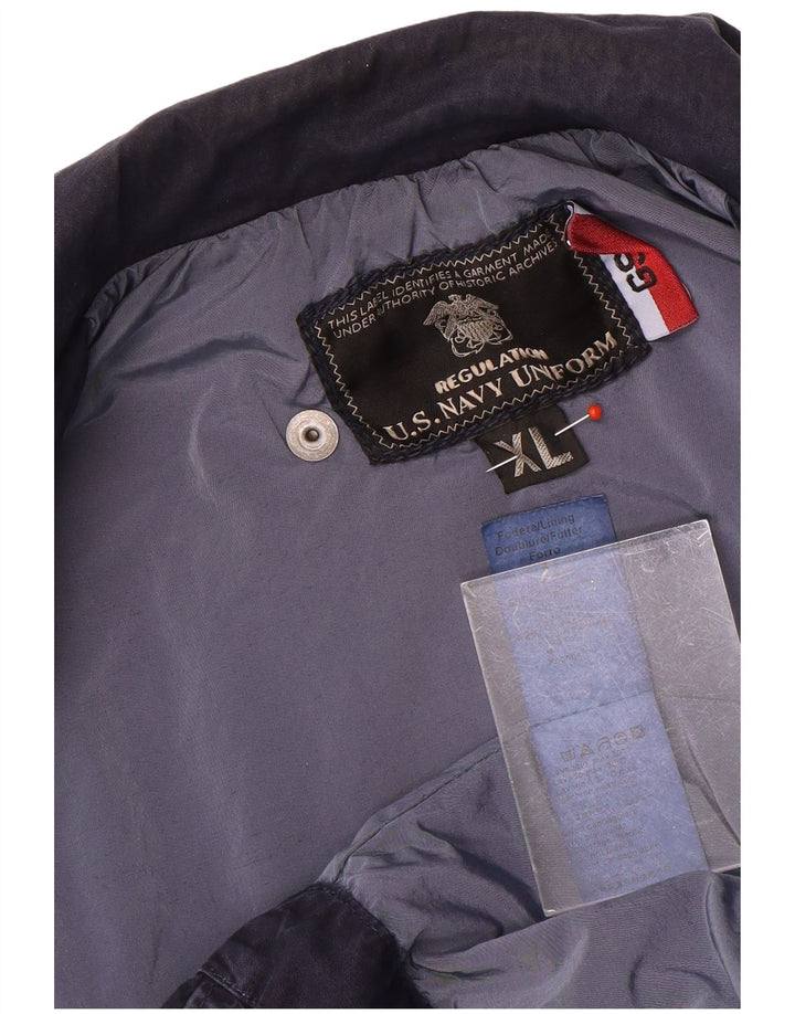 Jaqueta utilitária masculina vintage UK 42 XL azul marinho nylon