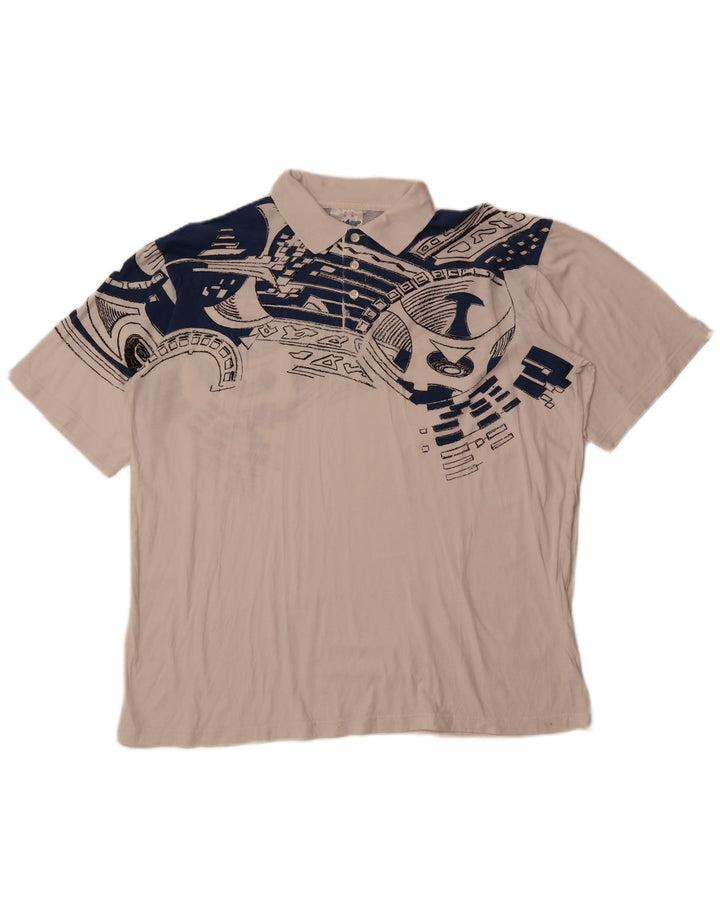 Camisa pólo gráfica masculina SHAMP EU 48 algodão geométrico branco médio