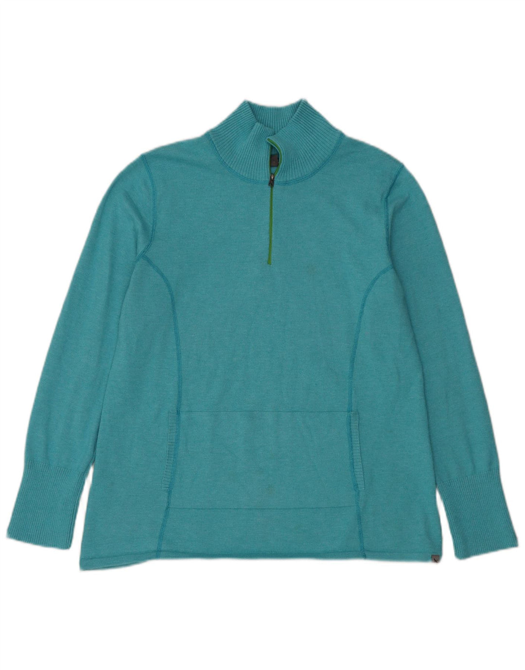 Suéter feminino Eddie Bauer com zíper e gola em poliéster UK 18 XL azul poliéster