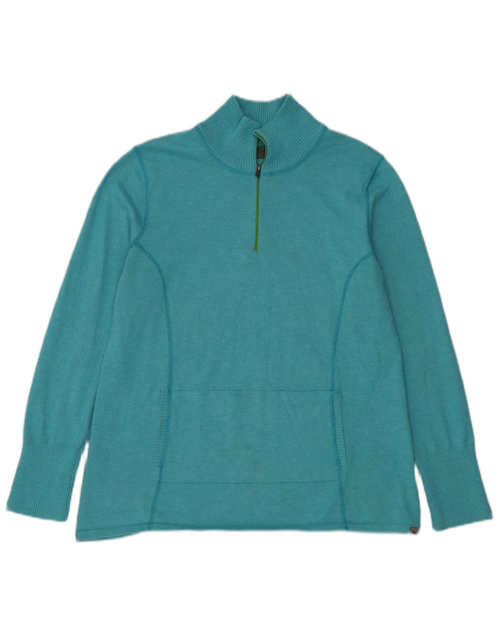 Suéter feminino Eddie Bauer com zíper e gola em poliéster UK 18 XL azul poliéster