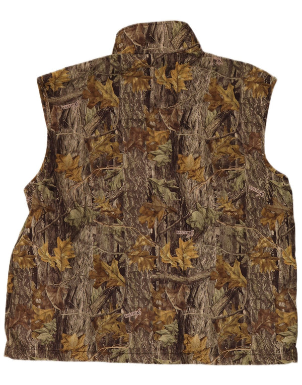 Colete masculino VINTAGE com estampa abstrata UK 44 2XL poliéster colorblock marrom