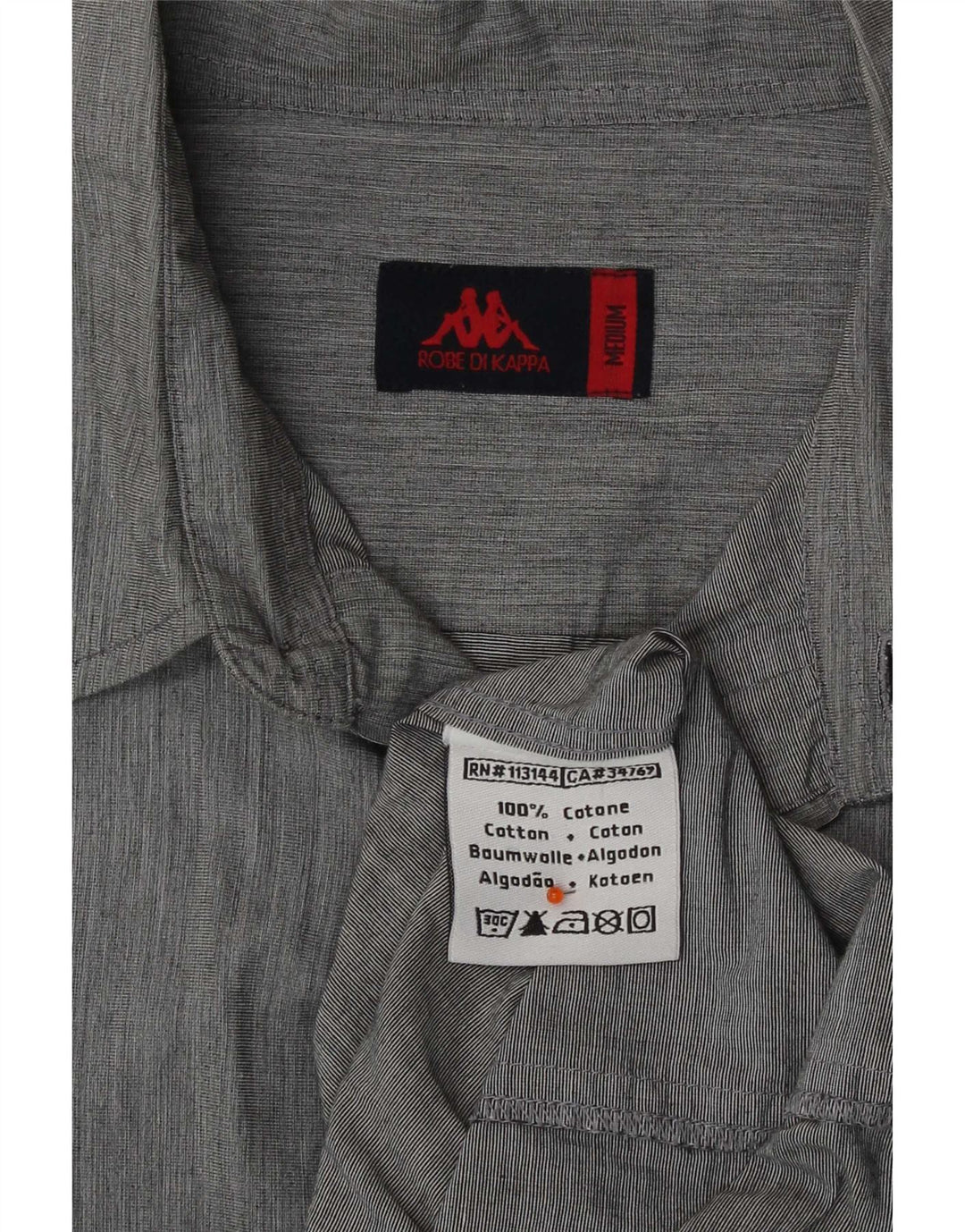 Camisa masculina Kappa algodão listrado cinza médio