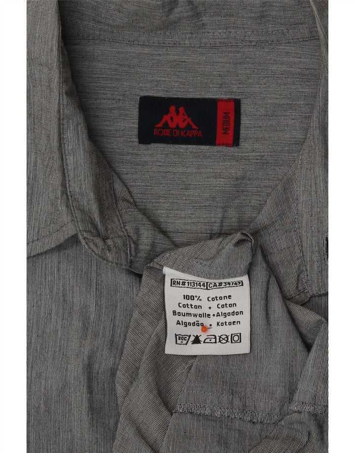 Camisa masculina Kappa algodão listrado cinza médio