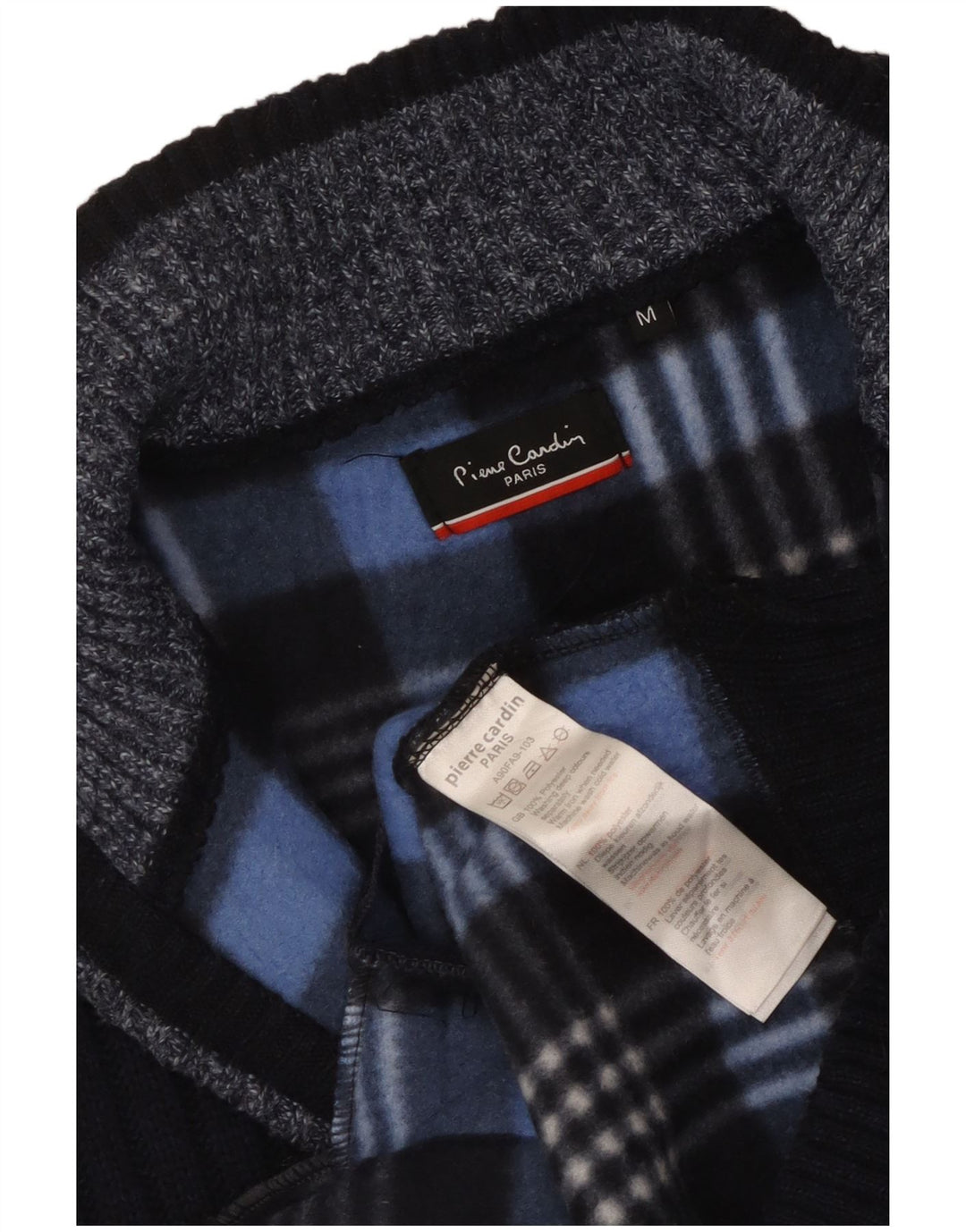 Pierre Cardin Suéter cardigã masculino sem mangas poliéster azul marinho médio