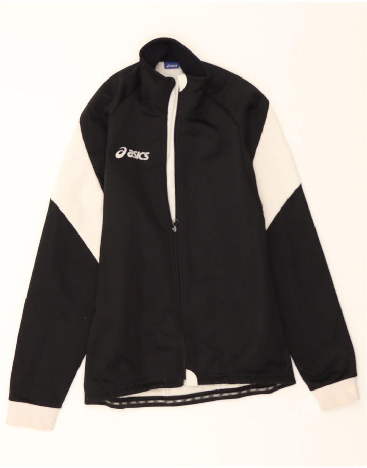 ASICS Mens Tracksuit Top Jacket Large Black Colourblock Polyester Vintage Asics and Second-Hand Asics from Messina Hembry 