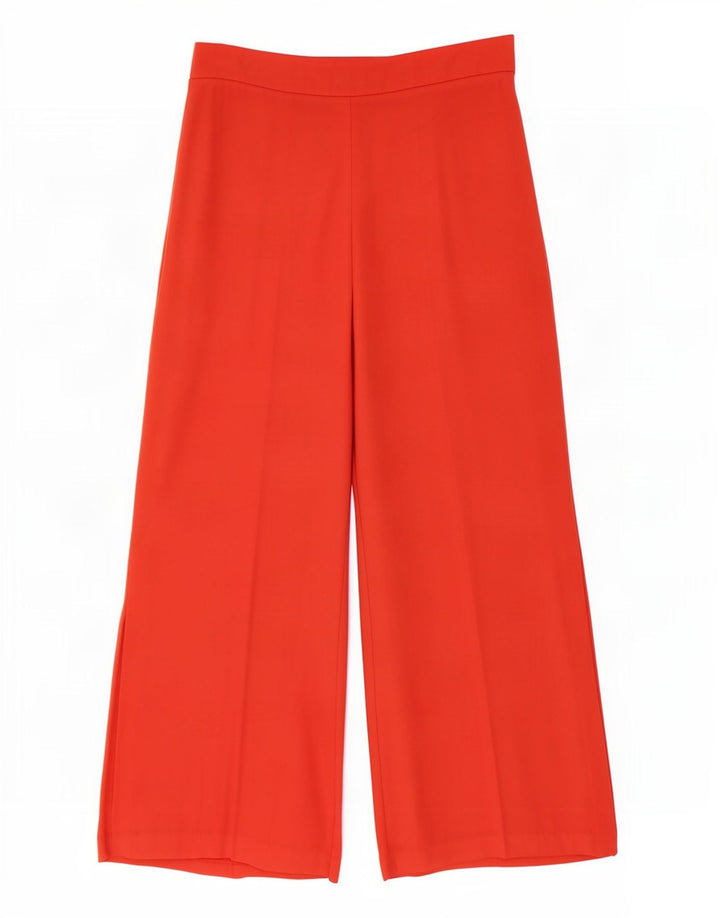 Zara Calça capri feminina de perna larga médio W28 L22 poliéster laranja