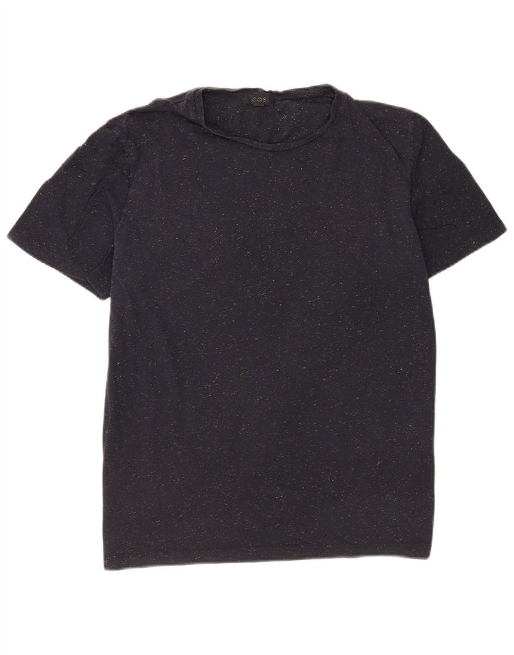 Camiseta masculina Cos Top médio algodão manchado azul marinho