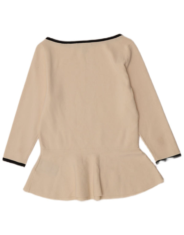 Blusa feminina Ralph Lauren manga 3/4 top UK 14 grande off white viscose