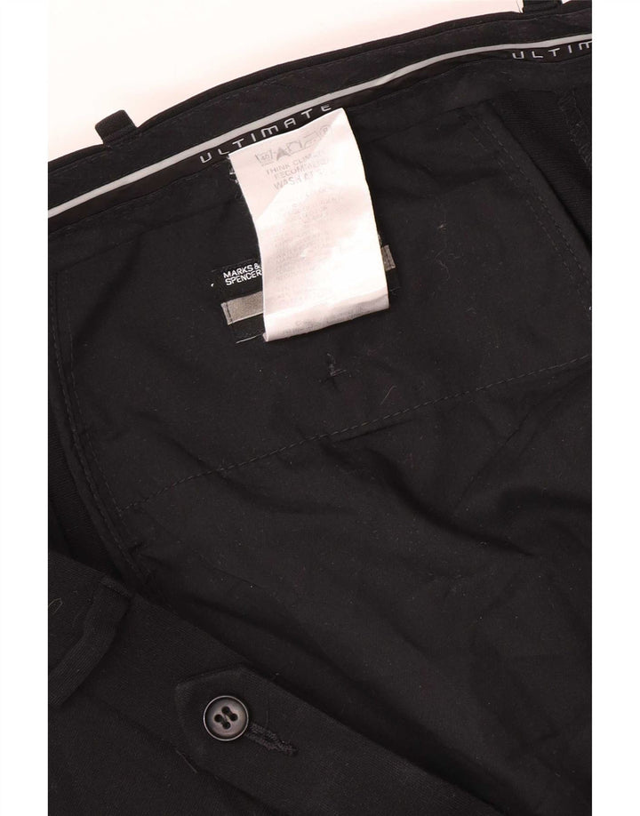 Calça masculina de terno regular Marks & Spencer W38 L33 poliéster preto
