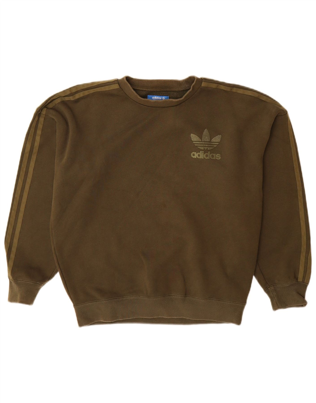 Adidas Mens Moletom Jumper Pequeno Algodão Cáqui