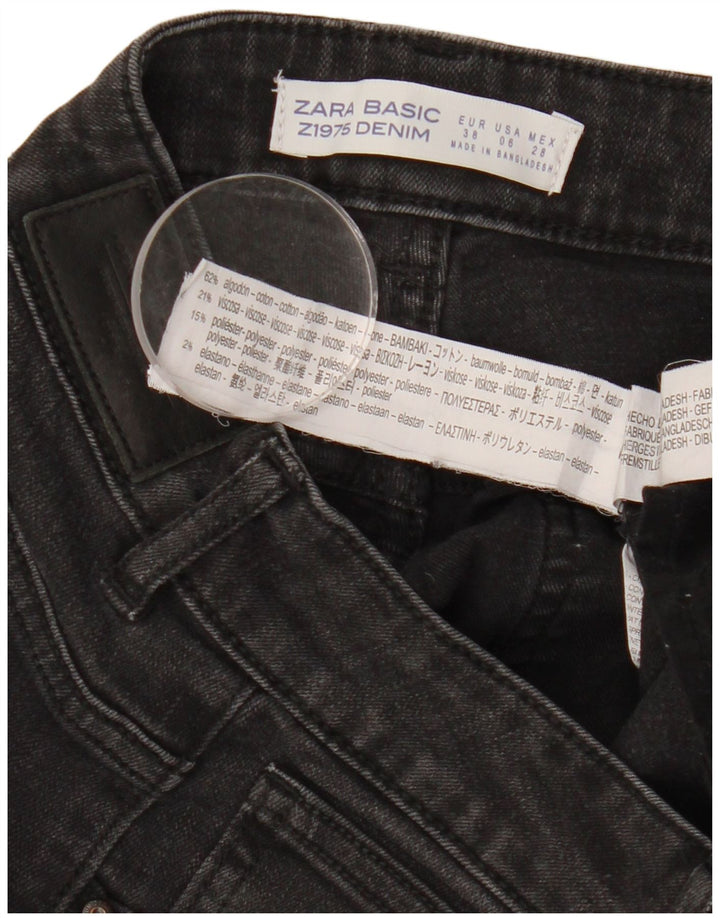 ZARA Jeans Skinny Feminino UE 38 Pequeno W28 L26 Algodão Preto