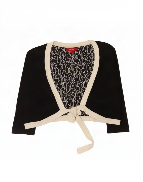 Cardigã feminino Monsoon com manga 3/4 e bloco colorido preto grande UK 14