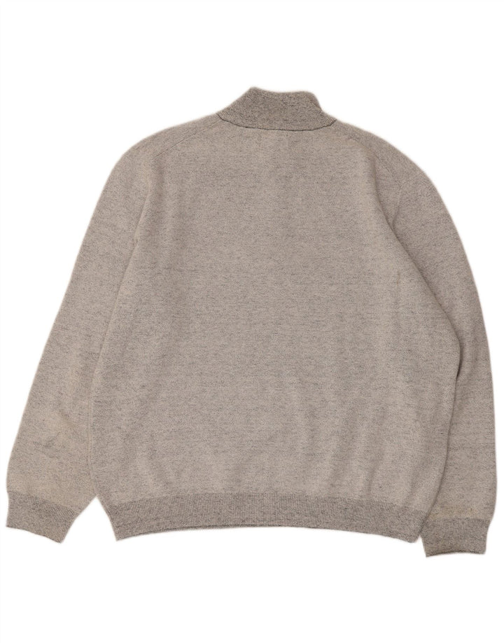 Suéter masculino Superdry com zíper e gola 2XL algodão manchado cinza