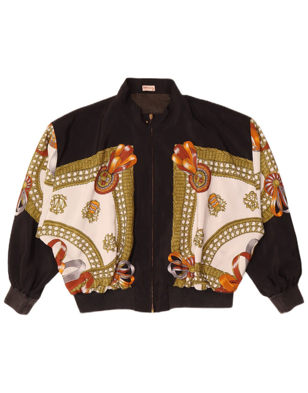 Felicia Jaqueta bomber feminina com padrão abstrato oversized EU 44 XL preta
