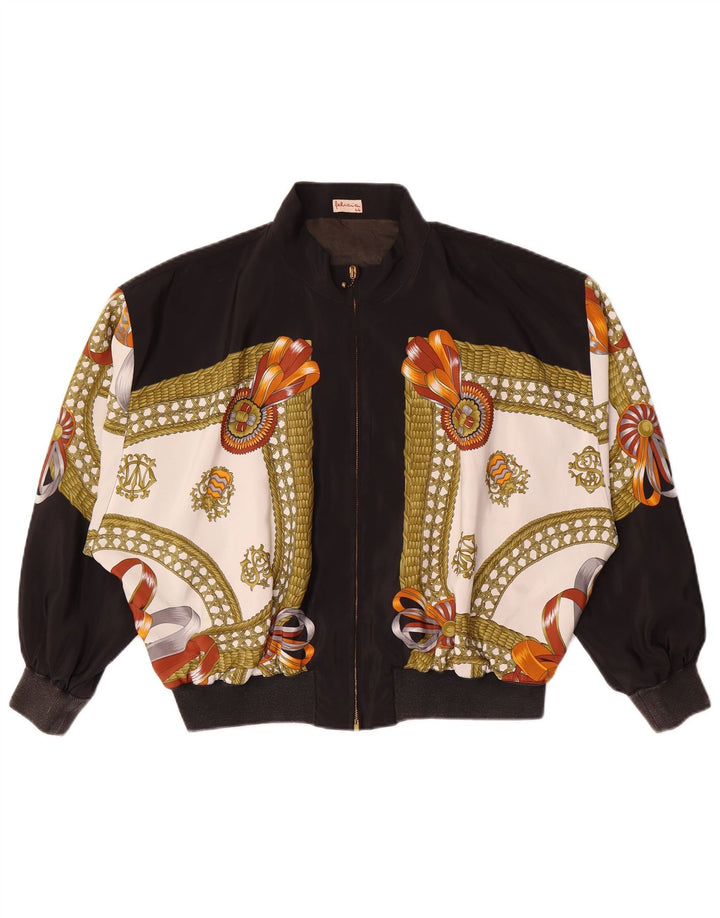 Felicia Jaqueta bomber feminina com padrão abstrato oversized EU 44 XL preta