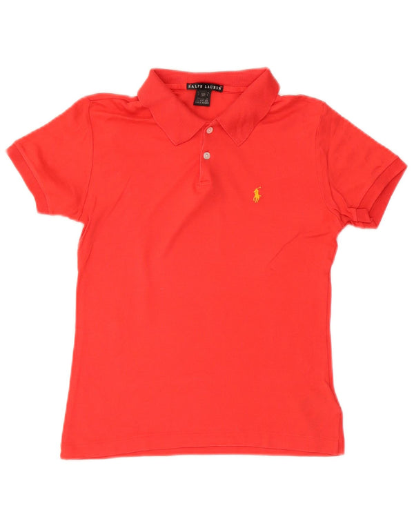 Polo feminino Ralph Lauren Reino Unido 10 pequeno algodão vermelho