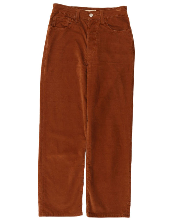 Calça feminina Levi's cintura alta reta de veludo cotelê W27 L27 algodão marrom