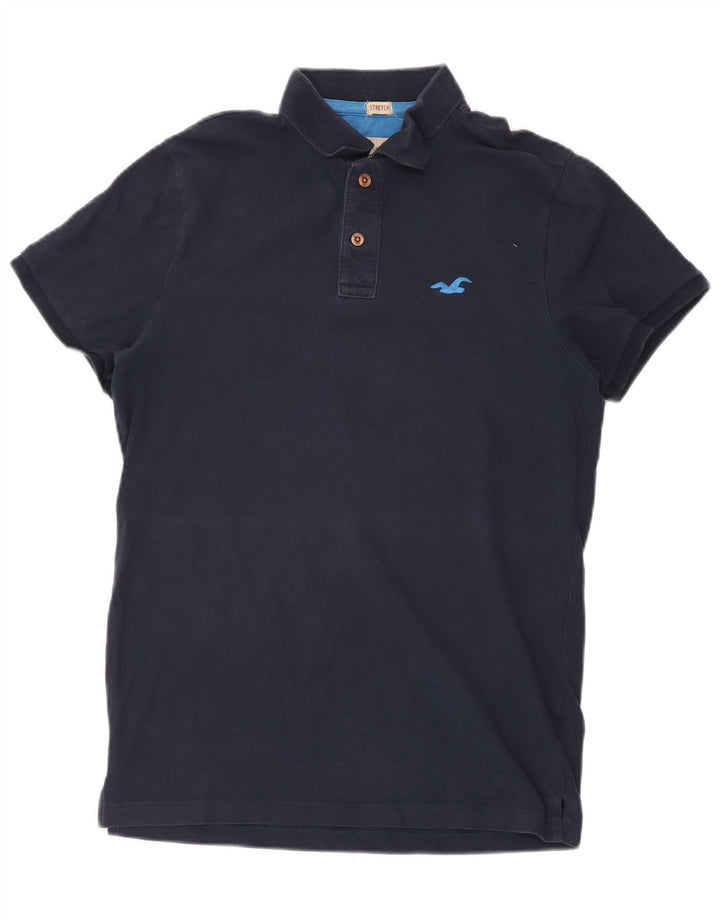 Camisa polo masculina Hollister de algodão azul marinho médio