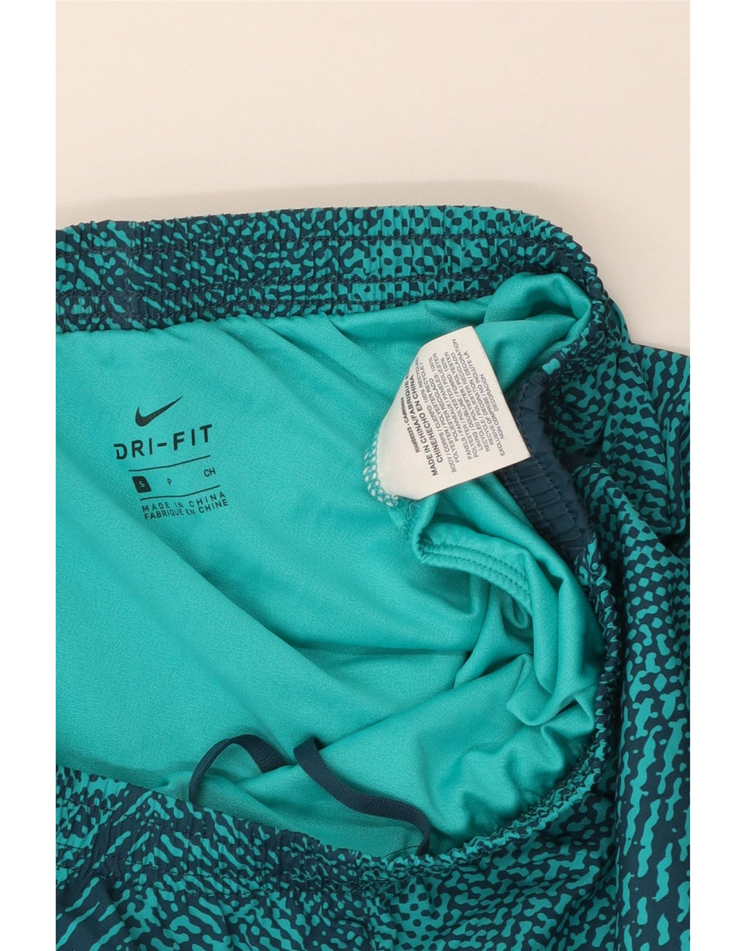 NIKE Womens Dri Fit Sport Shorts UK 10 Pequeno Azul Geométrico Poliéster