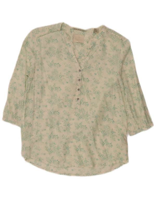MAISON SCOTCH Womens Oversized 3/4 Sleeve Blouse Top US 2 XS Green Floral