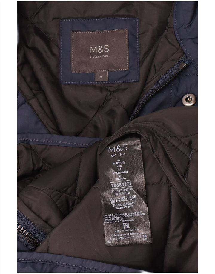 Jaqueta acolchoada masculina Marks & Spencer UK 38 poliéster azul marinho médio