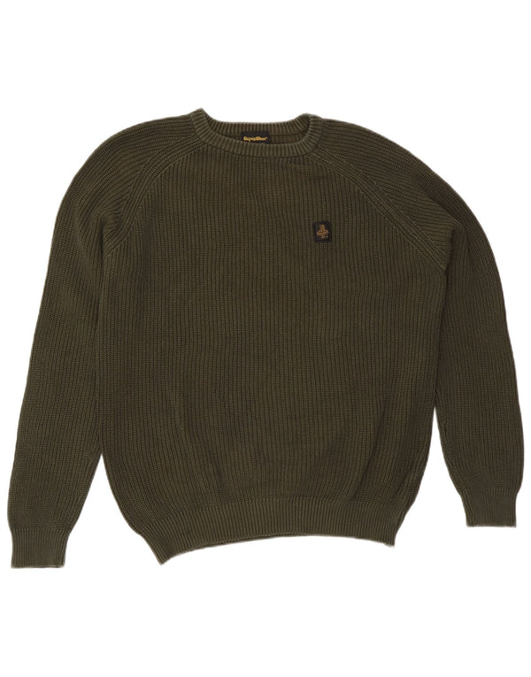 Suéter masculino Refrigiwear com gola redonda 2XL algodão cáqui