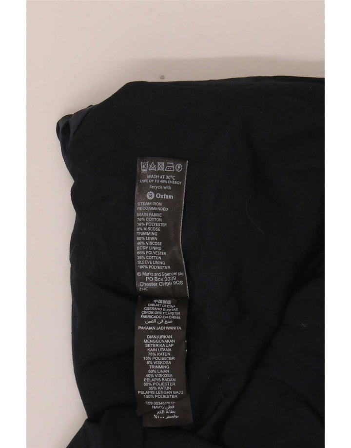 Jaqueta blazer feminina Marks & Spencer manga 3/4 Reino Unido 16 grande azul marinho