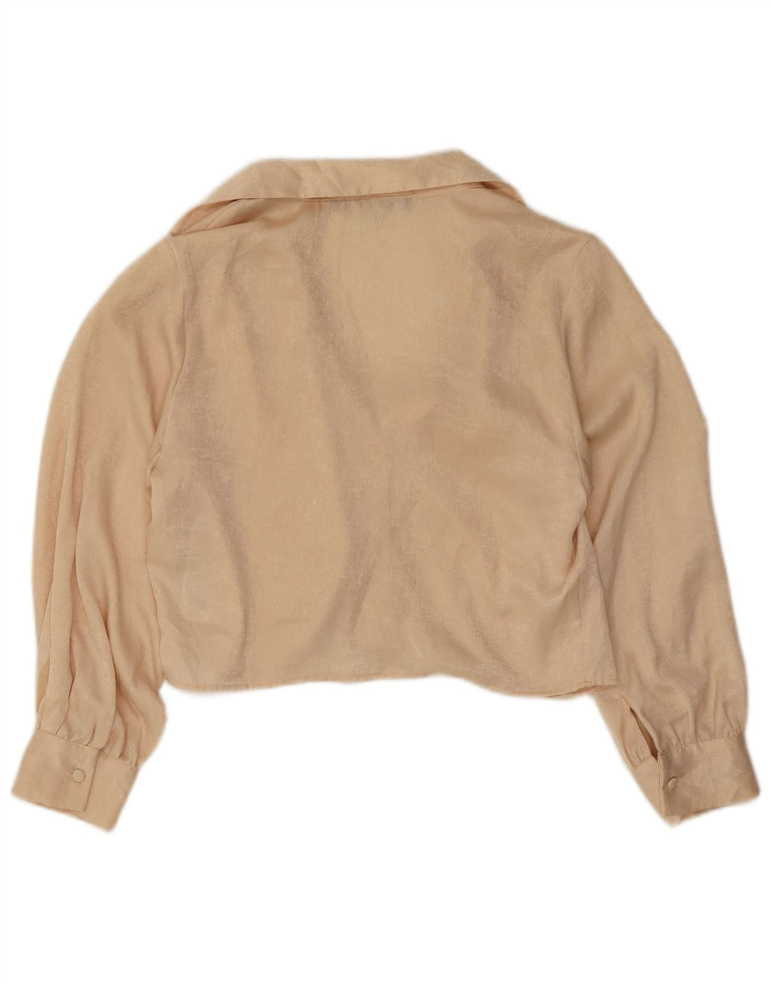 Blusa feminina Zara Crop Shirt Reino Unido 6 XS Bege Poliéster